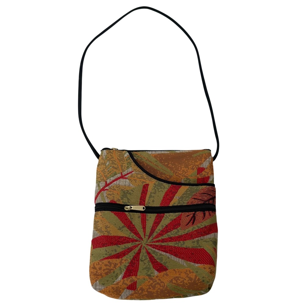 Danny K Beverly Hills Tropical Tapestry Crossbody Bag Made in USA Red Green Gold